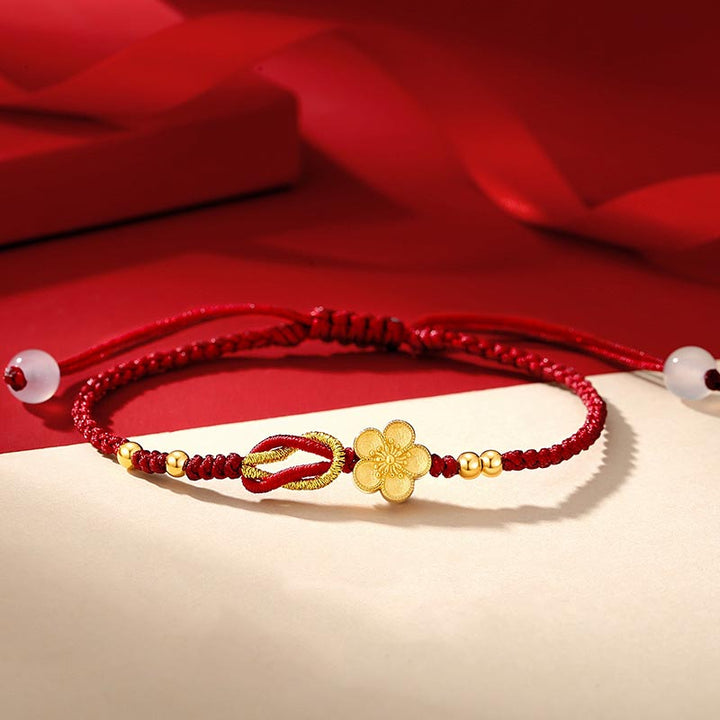 Buddha Stones Handmade 925 Sterling Silver Cherry Blossoms Sakura Chalcedony Luck Bracelet - 14-21cm - image 0