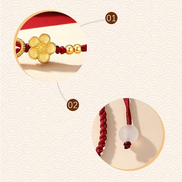 Buddha Stones Handmade 925 Sterling Silver Cherry Blossoms Sakura Chalcedony Luck Bracelet - image 6