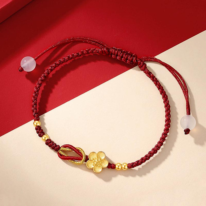 Buddha Stones Handmade 925 Sterling Silver Cherry Blossoms Sakura Chalcedony Luck Bracelet - image 3