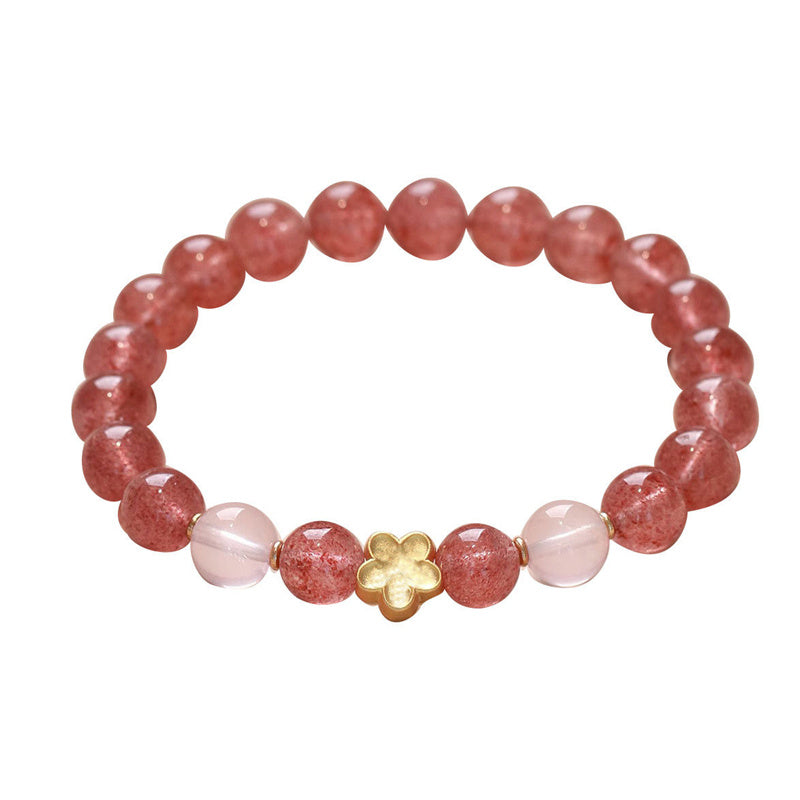 Buddha Stones Natural Strawberry Quartz Peach Blossom PiXiu Attract Fortune Healing Bracelet - image 2