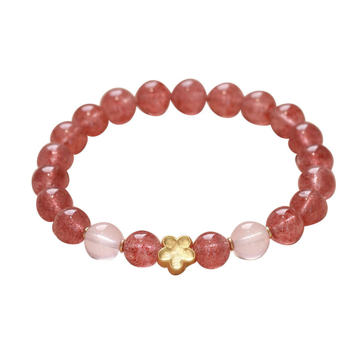Buddha Stones Natural Strawberry Quartz Peach Blossom PiXiu Attract Fortune Healing Bracelet - image 2