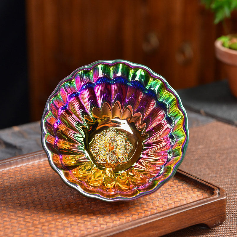 Buddha Stones Lotus Peacock Inlaid Multicolored Chinese Jianzhan Ceramic Teacup Kung Fu Tea Cup - image 10