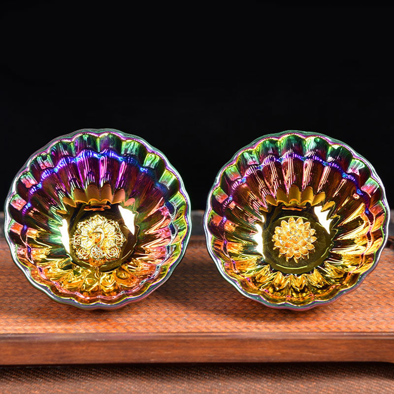 Buddha Stones Lotus Peacock Inlaid Multicolored Chinese Jianzhan Ceramic Teacup Kung Fu Tea Cup - image 16