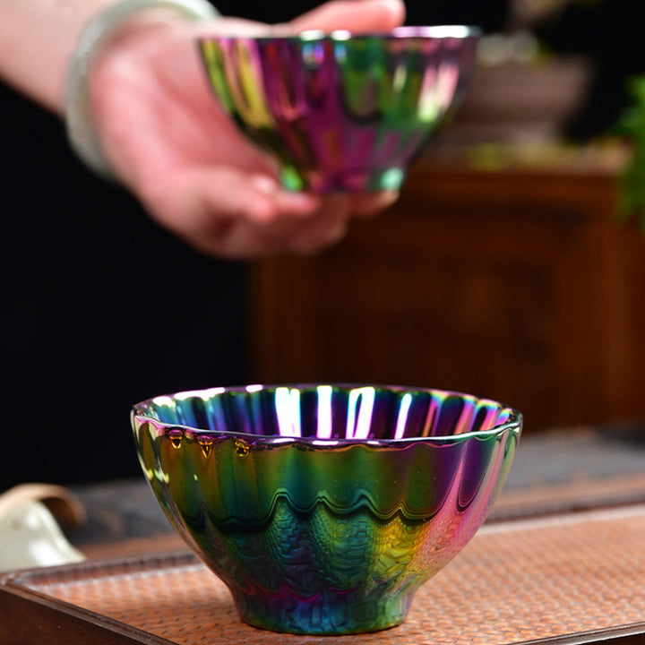 Buddha Stones Lotus Peacock Inlaid Multicolored Chinese Jianzhan Ceramic Teacup Kung Fu Tea Cup - image 14