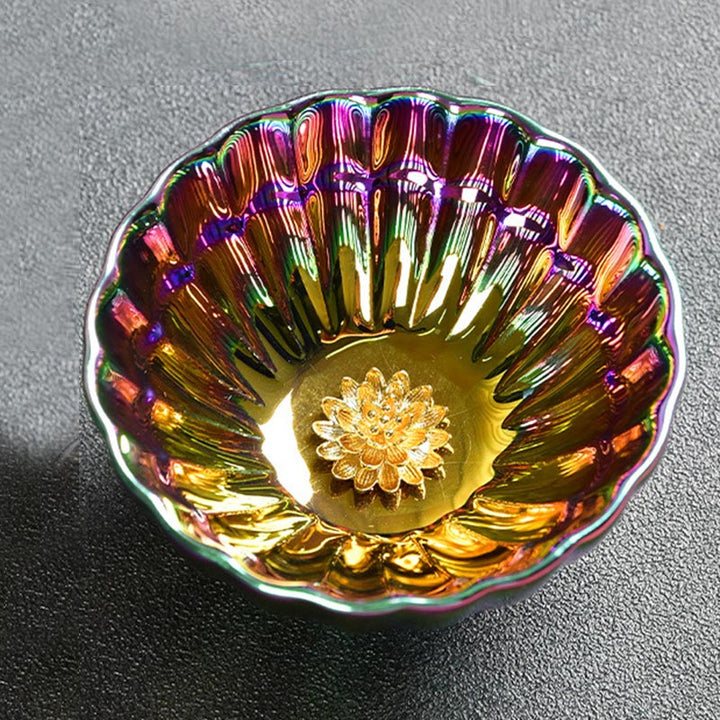 Buddha Stones Lotus Peacock Inlaid Multicolored Chinese Jianzhan Ceramic Teacup Kung Fu Tea Cup - image 5