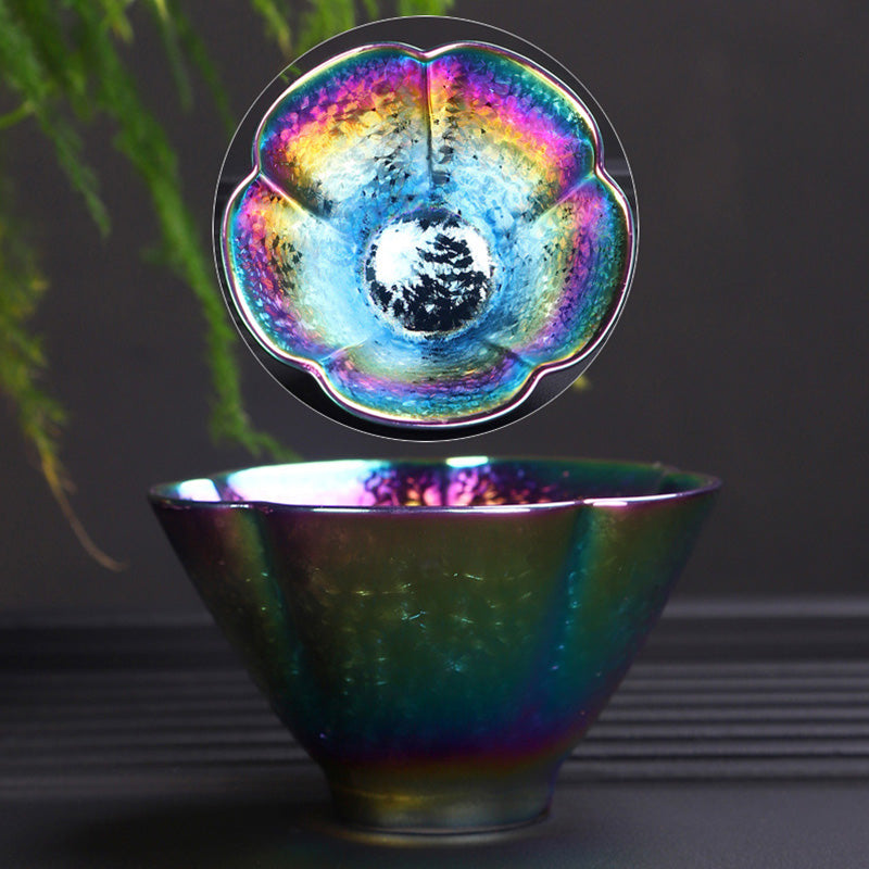 Buddha Stones Rainbow Color Jianzhan Ceramic Teacup Kung Fu Tea Cup Bowl - Colorful Pentagon Cup 8.8cm*5cm*80ml - image 9