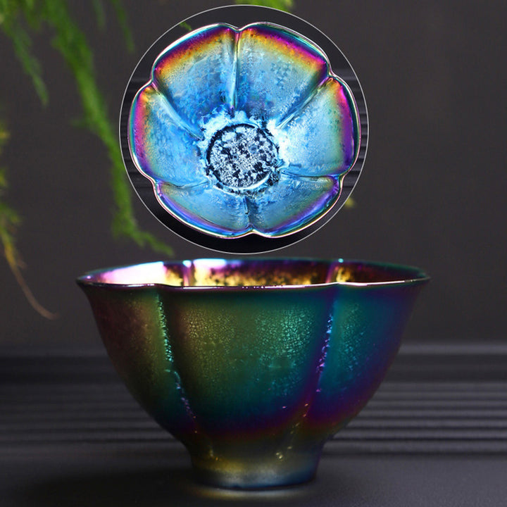 Buddha Stones Rainbow Color Jianzhan Ceramic Teacup Kung Fu Tea Cup Bowl - Colorful Hexagon Cup 8.5cm*4.7cm*70ml - image 11