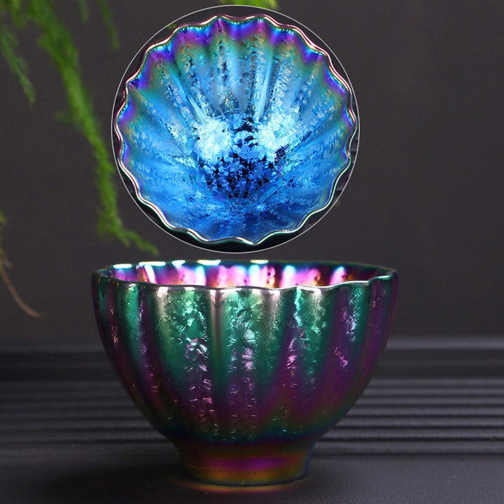 Buddha Stones Rainbow Color Jianzhan Ceramic Teacup Kung Fu Tea Cup Bowl - Colorful Lotus Design Cup 7.5cm*4.8cm*70ml - image 12