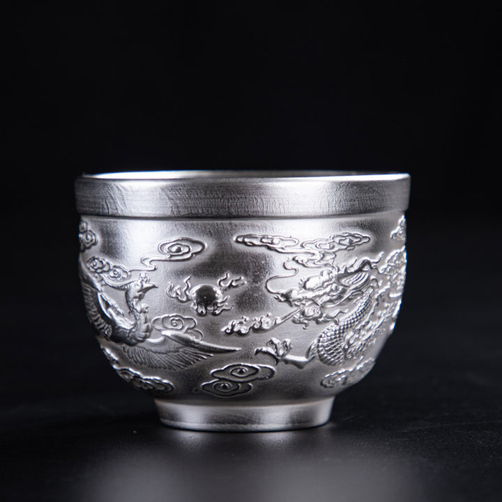 Buddha Stones Fu Character Dragon Phoenix Horse Koi Fish Ceramic Teacup Kung Fu Tea Cup - Dragon Phoenix 6.3*4.5cm*70ml - image 4