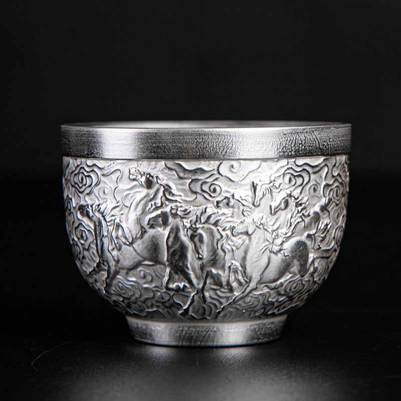 Buddha Stones Fu Character Dragon Phoenix Horse Koi Fish Ceramic Teacup Kung Fu Tea Cup - Horse 6.3*4.5cm*70ml - image 7
