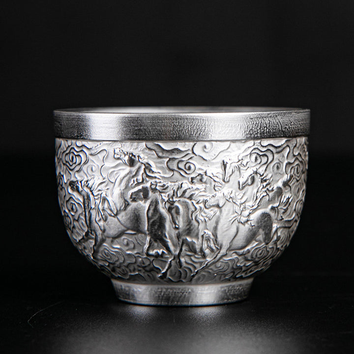 Buddha Stones Fu Character Dragon Phoenix Horse Koi Fish Ceramic Teacup Kung Fu Tea Cup - Horse 6.3*4.5cm*70ml - image 7