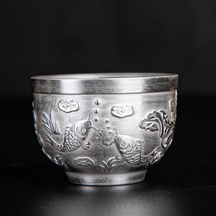 Buddha Stones Fu Character Dragon Phoenix Horse Koi Fish Ceramic Teacup Kung Fu Tea Cup - Koi Fish 6.3*4.5cm*70ml - image 8