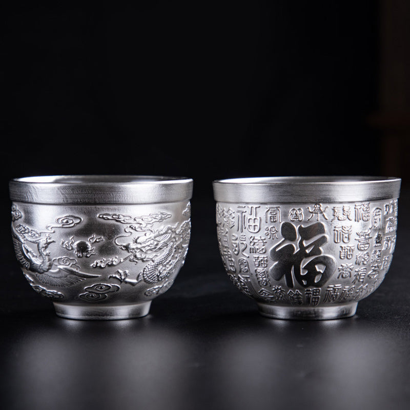 Buddha Stones Fu Character Dragon Phoenix Horse Koi Fish Ceramic Teacup Kung Fu Tea Cup - image 6