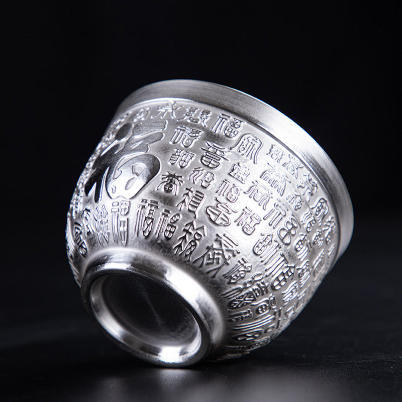 Buddha Stones Fu Character Dragon Phoenix Horse Koi Fish Ceramic Teacup Kung Fu Tea Cup - Fu Character 6.3*4.5cm*70ml - image 0