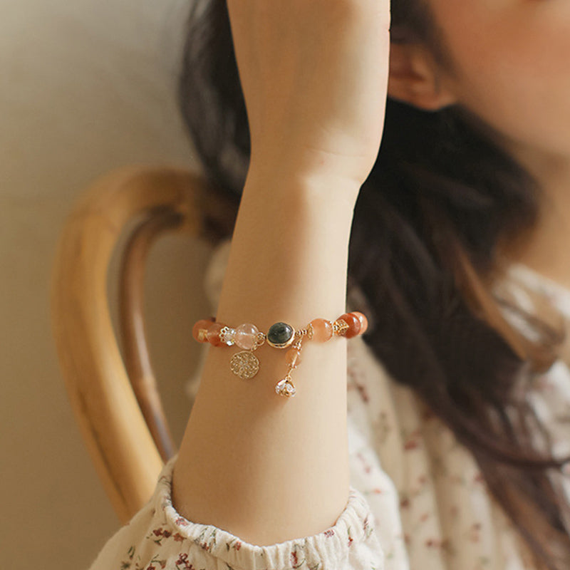 Buddha Stones Natural Multicolored Rutilated Quartz Eight-pointed Star Flower Wealth Bracelet - image 3
