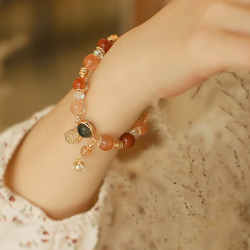 Buddha Stones Natural Multicolored Rutilated Quartz Eight-pointed Star Flower Wealth Bracelet - image 2