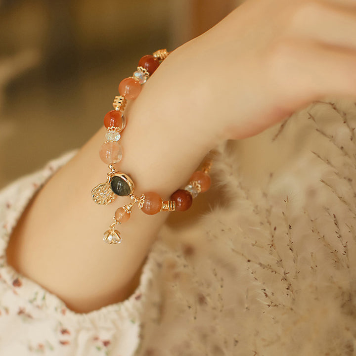 Buddha Stones Natural Multicolored Rutilated Quartz Eight-pointed Star Flower Wealth Bracelet - image 2