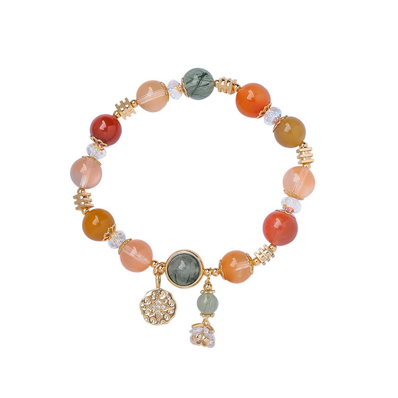 Buddha Stones Natural Multicolored Rutilated Quartz Eight-pointed Star Flower Wealth Bracelet - image 5
