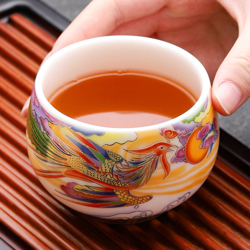 Buddha Stones Dragon Phoenix Auspicious Clouds Sun Ocean Waves Ceramic Teacup Kung Fu Tea Cup - image 8