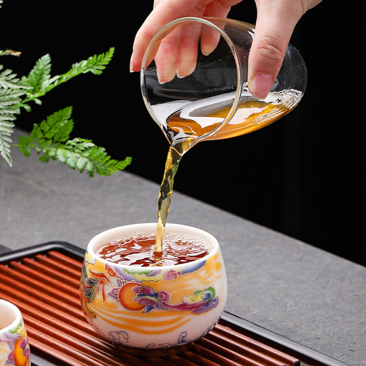 Buddha Stones Dragon Phoenix Auspicious Clouds Sun Ocean Waves Ceramic Teacup Kung Fu Tea Cup - image 9