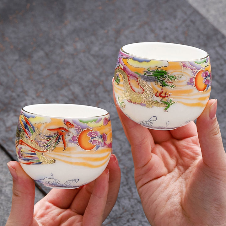 Buddha Stones Dragon Phoenix Auspicious Clouds Sun Ocean Waves Ceramic Teacup Kung Fu Tea Cup - image 17