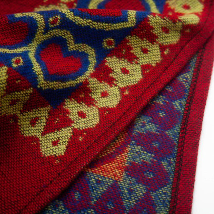 Buddha Stones Tibetan Shawl Red Love Heart Tassel Hooded Cloak Winter Cozy Travel Scarf Wrap - image 18