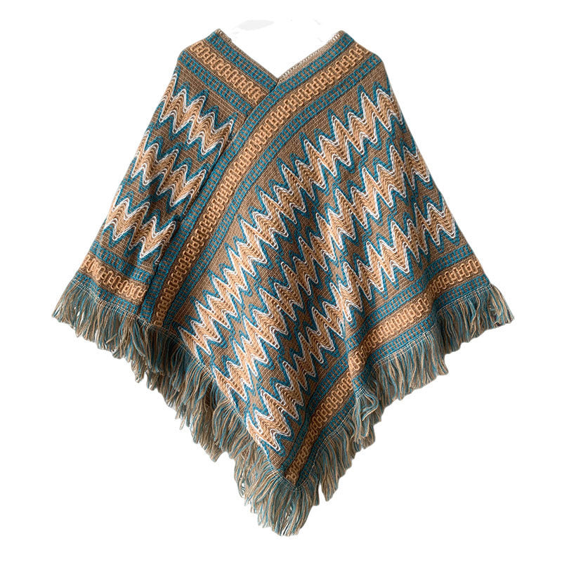 Buddha Stones Tibetan Shawl Striped Knitted Tassels Pullover Winter Cozy Travel Scarf Wrap - Khaki 87cm*100cm - image 12