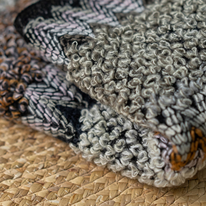 Buddha Stones Tibetan Shawl Gray Brown Striped Knitted Tassels Winter Cozy Travel Scarf Wrap - image 10