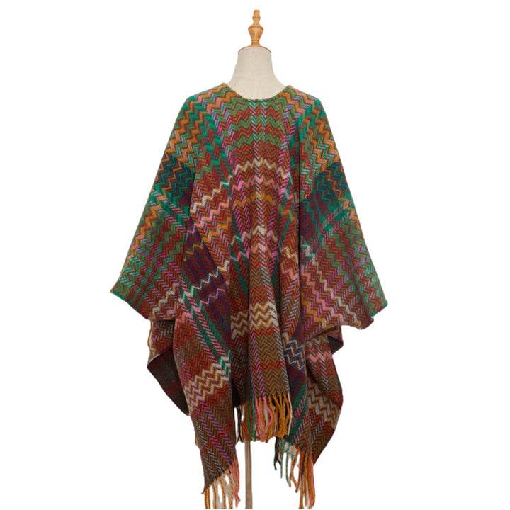 Buddha Stones Tibetan Shawl Colorful Wavy Line Tassels Winter Cozy Travel Scarf Wrap - image 11