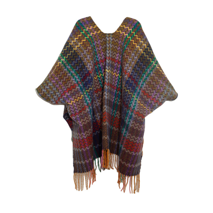 Buddha Stones Tibetan Shawl Colorful Wavy Line Tassels Winter Cozy Travel Scarf Wrap - image 4