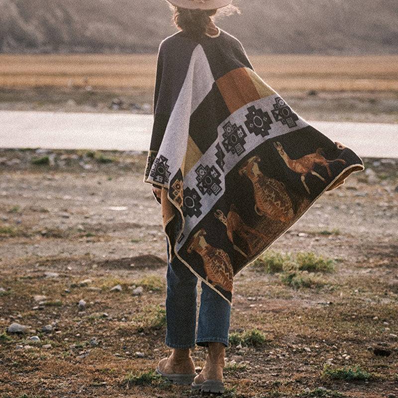 Buddha Stones Tibetan Shawl Deer Vase Geometric Shapes Winter Cozy Travel Scarf Wrap - image 12