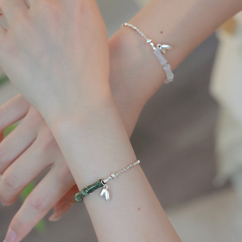 Buddha Stones 925 Sterling Silver Peridot Bamboo Pattern Luck Bracelet - image 12
