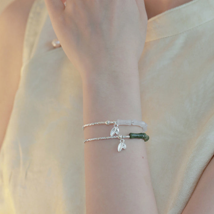 Buddha Stones 925 Sterling Silver Peridot Bamboo Pattern Luck Bracelet - image 11