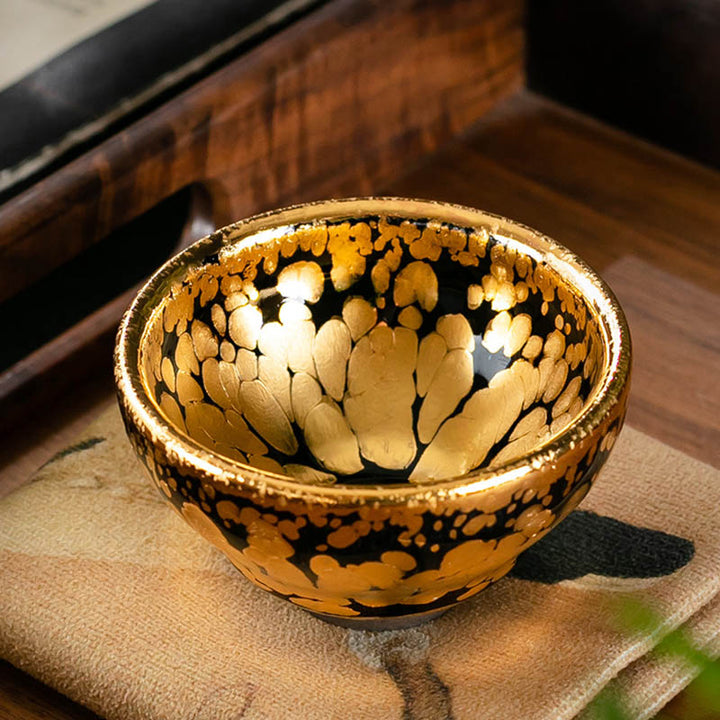Buddha Stones 24K Gold Spot Pattern Chinese Jianzhan Ceramic Teacup Kung Fu Tea Cup Bowl With Gift Box - image 5
