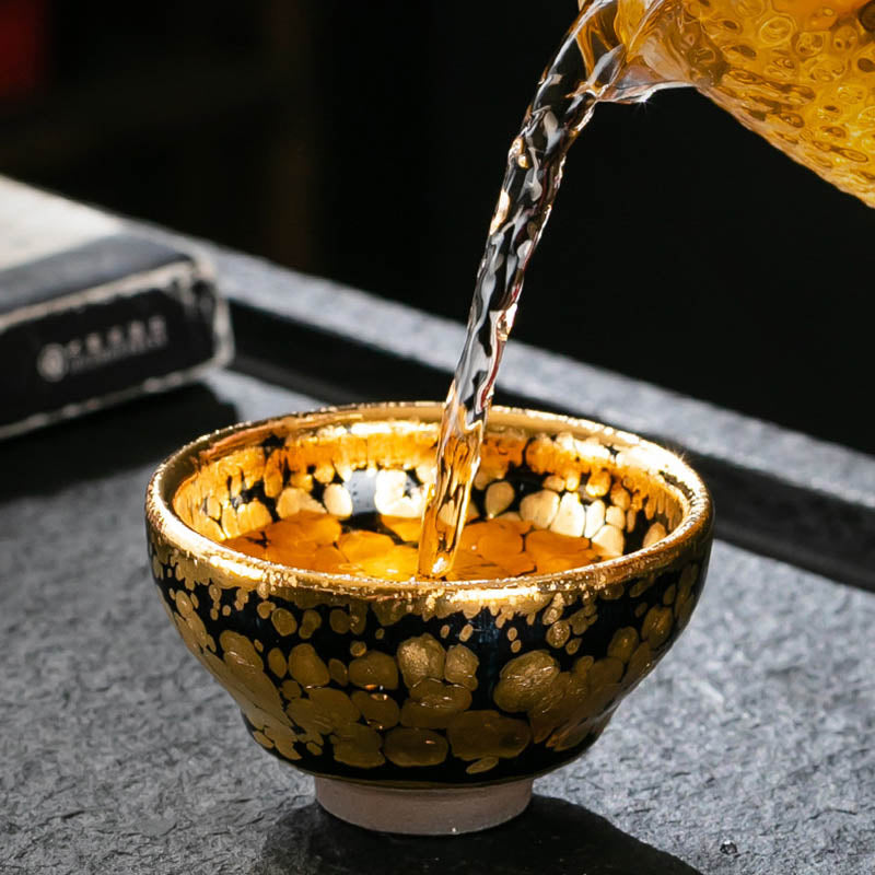 Buddha Stones 24K Gold Spot Pattern Chinese Jianzhan Ceramic Teacup Kung Fu Tea Cup Bowl With Gift Box - image 3