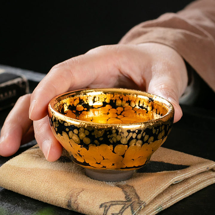 Buddha Stones 24K Gold Spot Pattern Chinese Jianzhan Ceramic Teacup Kung Fu Tea Cup Bowl With Gift Box - image 6