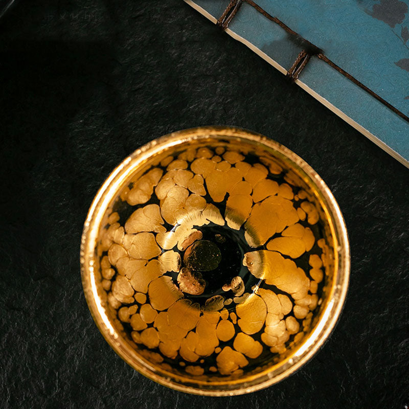 Buddha Stones 24K Gold Spot Pattern Chinese Jianzhan Ceramic Teacup Kung Fu Tea Cup Bowl With Gift Box - image 7