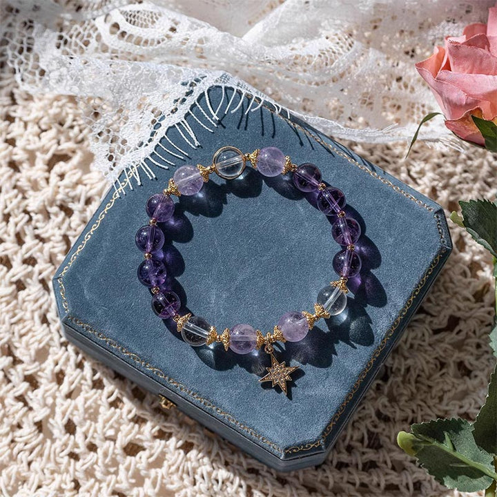 Buddha Stones Natural Amethyst Inner Peace Healing Star Charm Bracelet - image 2
