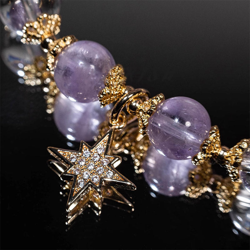 Buddha Stones Natural Amethyst Inner Peace Healing Star Charm Bracelet - image 3