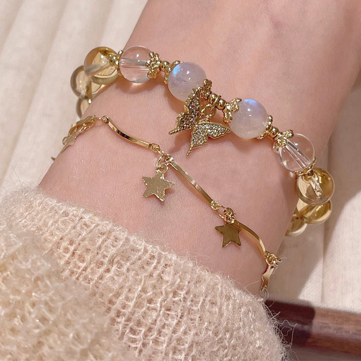 Buddha Stones Citrine Moonstone Butterfly Charm Prosperity Protection Bracelet - image 8