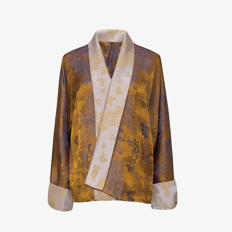 Buddha Stones Tibetan Dress Clothing Lhasa Butterfly Top Dress Improved Hanfu Women Clothing - TIBETAN TOP(Only top;excluding Tibetan dress) - Free Size(Suitable for Weight under 65kg) - image 1