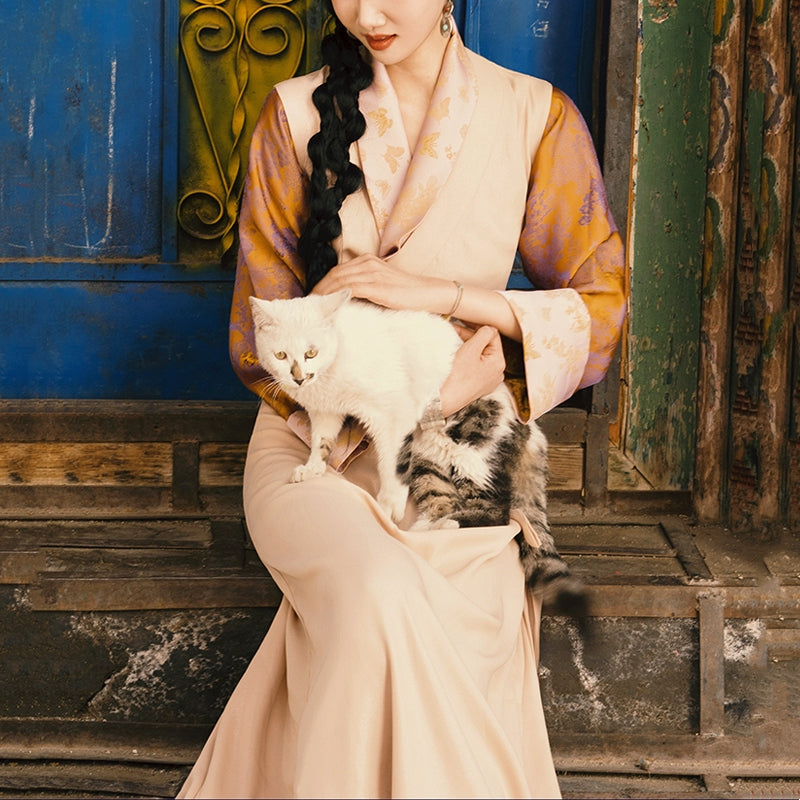 Buddha Stones Tibetan Dress Clothing Lhasa Butterfly Top Dress Improved Hanfu Women Clothing - image 0