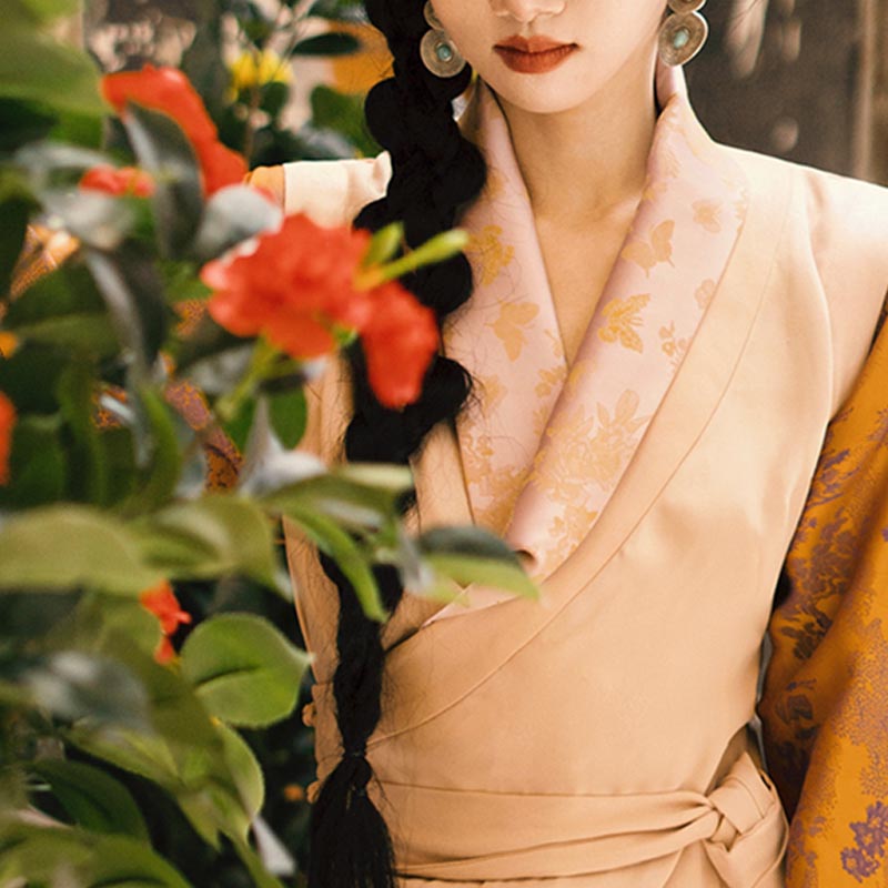 Buddha Stones Tibetan Dress Clothing Lhasa Butterfly Top Dress Improved Hanfu Women Clothing - image 8
