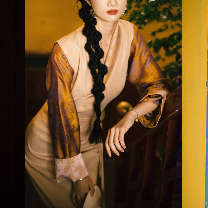 Buddha Stones Tibetan Dress Clothing Lhasa Butterfly Top Dress Improved Hanfu Women Clothing - image 9