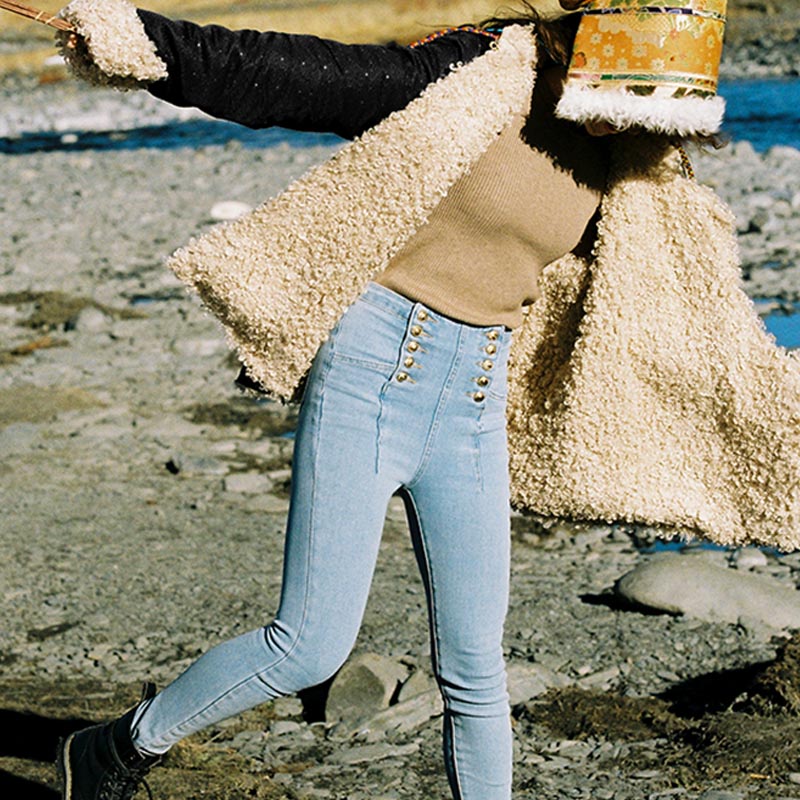 Buddha Stones Tibetan Clothing Lhasa Fleece Lined Top Winter Women Clothing - image 7