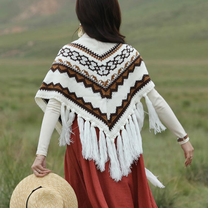 Buddha Stones Tibetan Triangular Shawl Striped Tassels Winter Cozy Travel Scarf Wrap - image 3