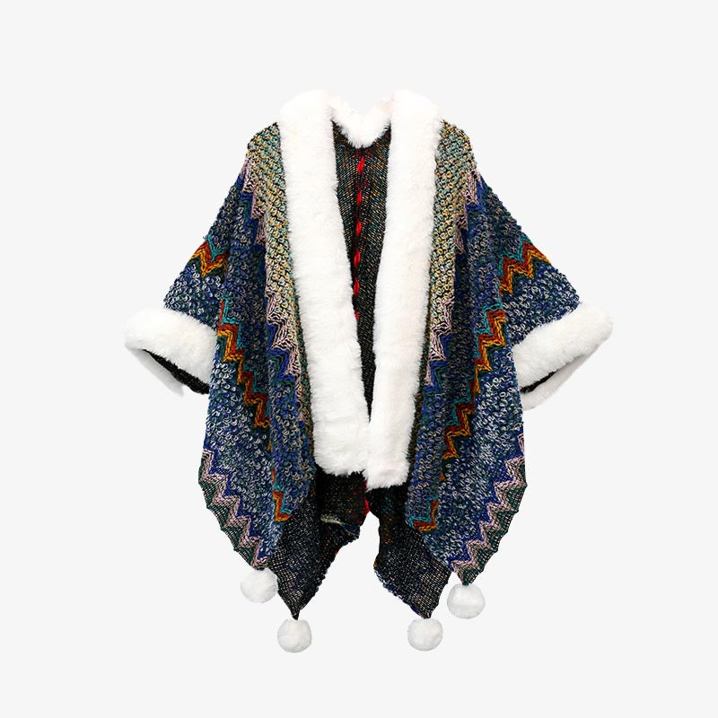 Buddha Stones Tibetan Multicolored Wavy Lines Knitted Striped Shawl Coat Winter Cozy Travel Scarf Wrap - image 4