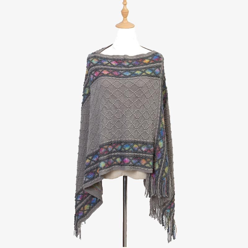 Buddha Stones Tibetan Colorful Striped Rhombus Pattern Shawl Tassels Pullover Winter Cozy Travel Scarf Wrap - image 22
