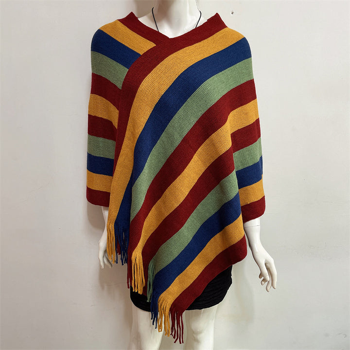 Buddha Stones Tibetan Colorful Striped Design Shawl Tassels Pullover Winter Cozy Travel Scarf Wrap - image 13