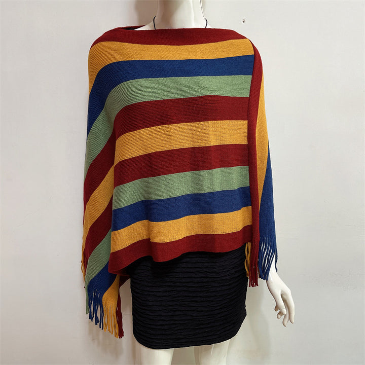 Buddha Stones Tibetan Colorful Striped Design Shawl Tassels Pullover Winter Cozy Travel Scarf Wrap - image 15
